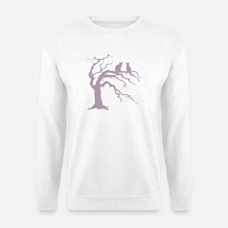 Dead tree with 2 cats silhouette - Unisex Sweatshirt - white