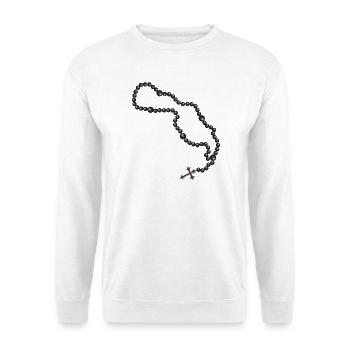 Rosary drawing with cross and black beads - Unisex Sweatshirt - white - Front