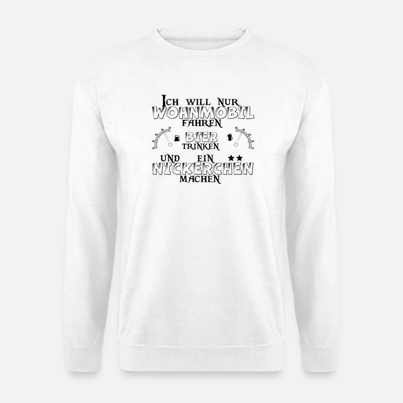 Wohnmobil Bier Nickerchen Camping - Unisex Pullover - Weiß