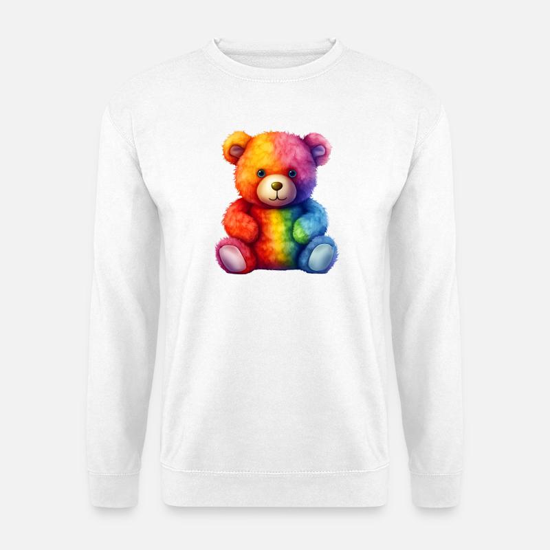 Rainbow Plush Bear Hug - Unisex Sweatshirt - white