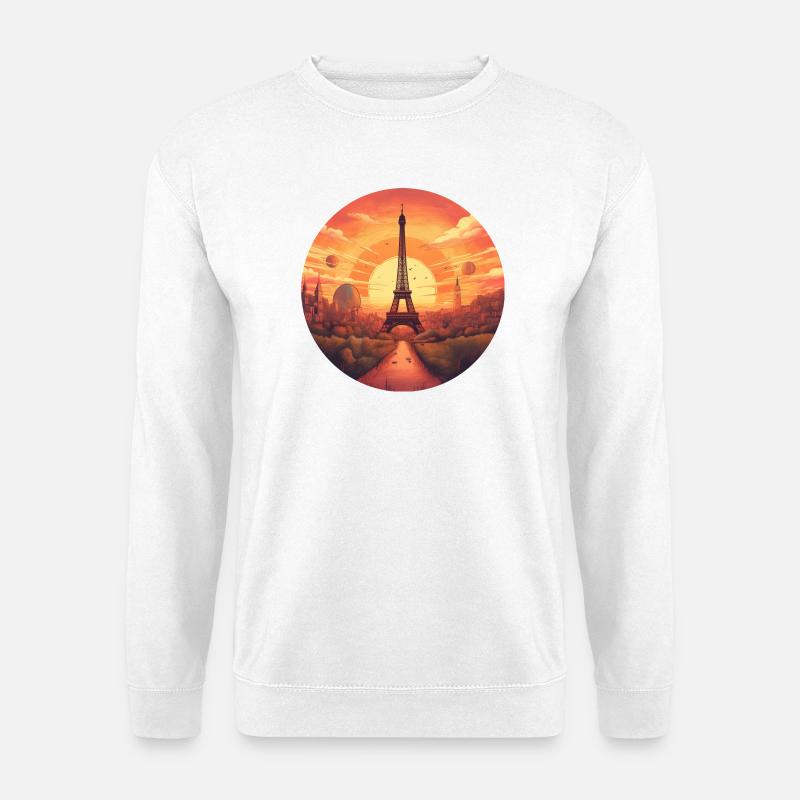 Paris Eiffel Tower at sunset - Unisex Sweatshirt - white