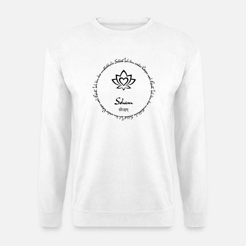 Lotus Love Design Yoga Mantra Soham - Unisex Pullover - Weiß