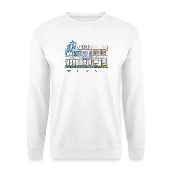 Werne, colorful row of houses on the market, district of Unna, North Rhine-Westphalia - Unisex Sweatshirt - white - Front