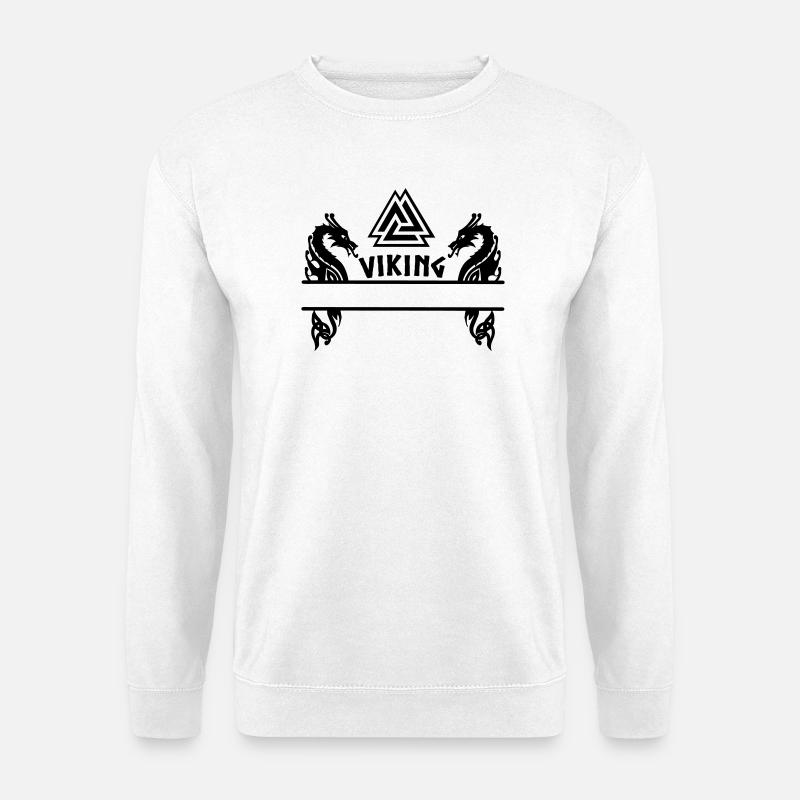Wikinger zwei Drachen Valknut , Odins Knoten - Unisex Pullover - Weiß