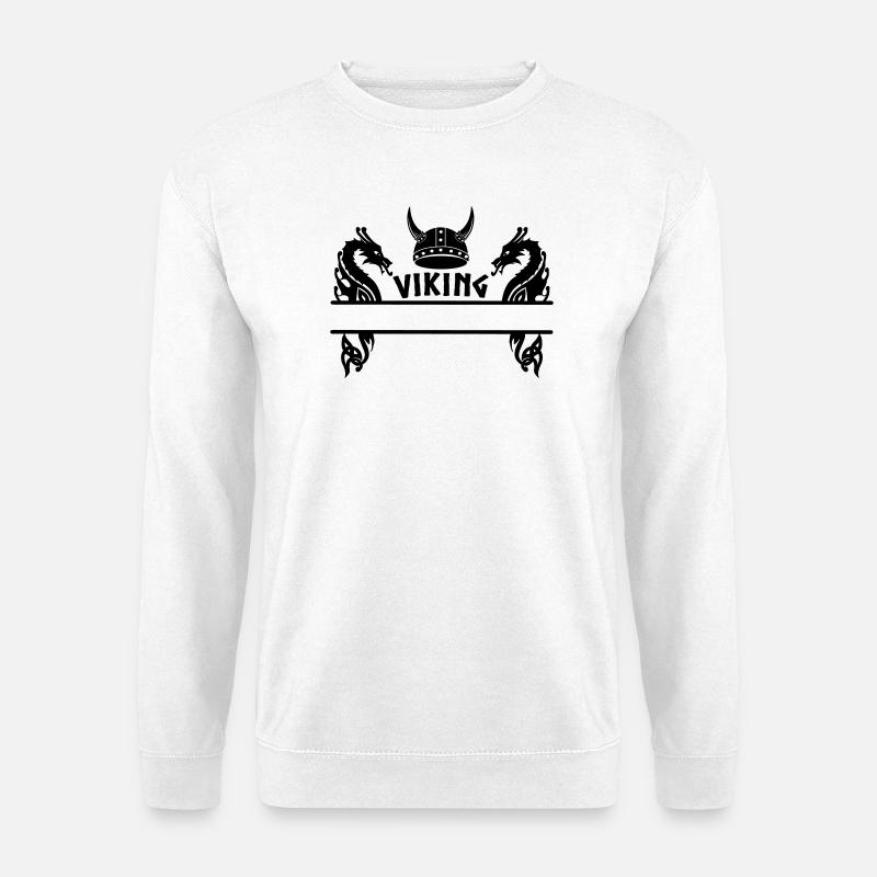 Namensschild des Wikingerdrachenhelms - Unisex Pullover - Weiß