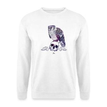 Milchuhu und Schädel mit Ornamenten - Unisex Pullover - Weiß - Vorne