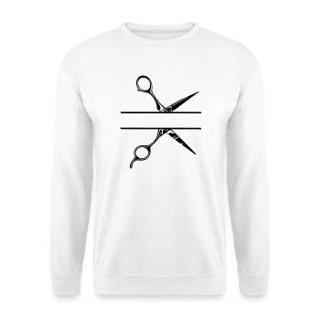 Texte bannière logo coiffeur, ciseaux - Sweat-shirt Unisexe - blanc - Devant