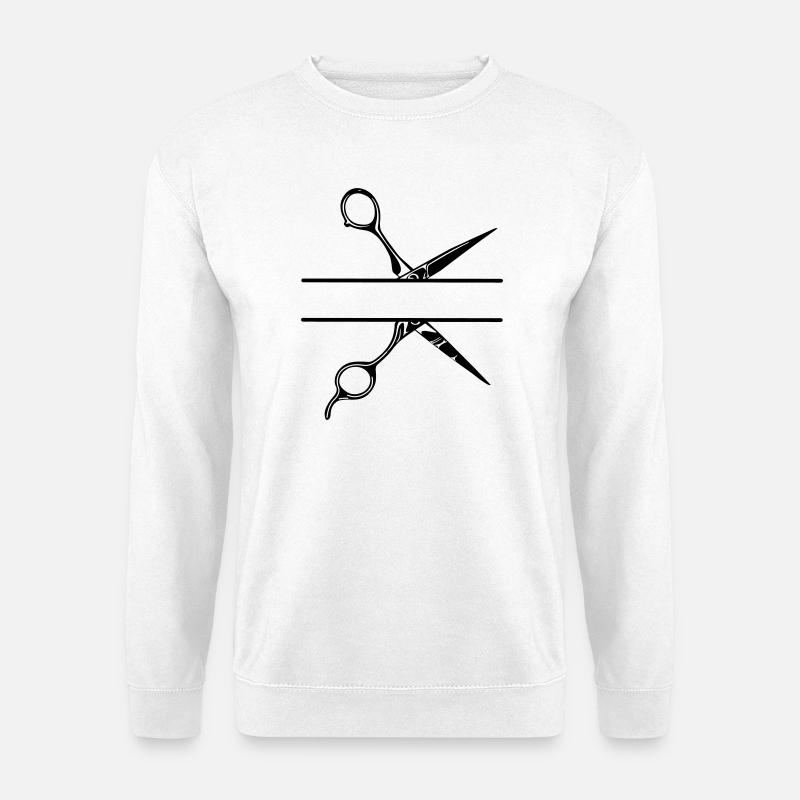 Texte bannière logo coiffeur, ciseaux - Sweat-shirt Unisexe - blanc