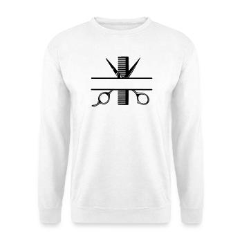 Texte bannière logo coiffeur, ciseaux avec peigne - Sweat-shirt Unisexe - blanc - Devant