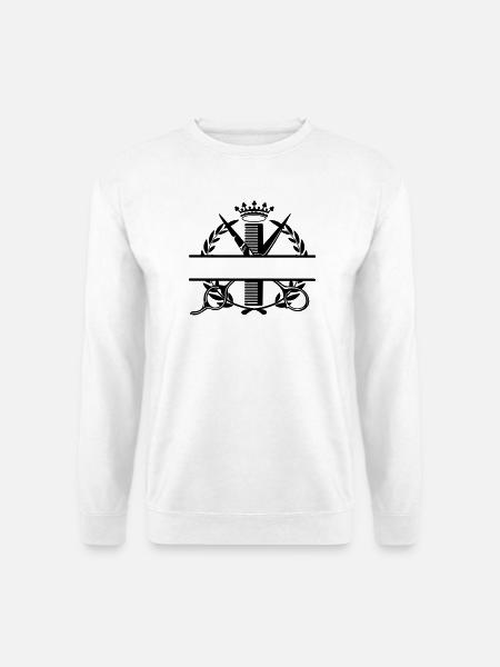 Friseur-Lorbeerkranz und Kronen-Logo - Unisex Pullover - Weiß