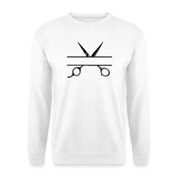 Texte bannière logo coiffeur ouvrir ciseaux - Sweat-shirt Unisexe - blanc - Devant