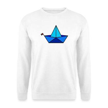 Papier Faltbötchen im Polygon Stil - Unisex Pullover - Weiß - Vorne