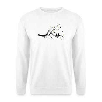 Nachtaktiver grünblättriger Zweig - Unisex Pullover - Weiß - Vorne