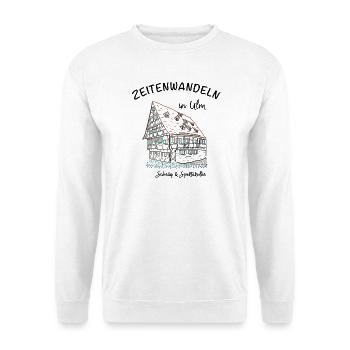 Ulm, Schräg und Spektakulär, Handzeichnung - Unisex Pullover - Weiß - Vorne