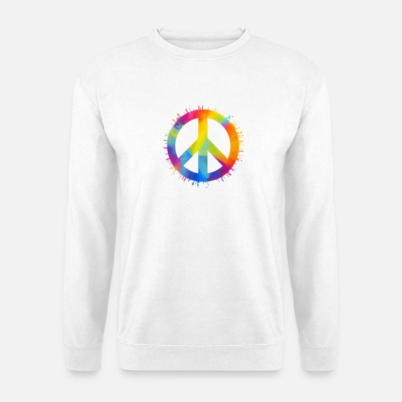 Regenbogen Peace - Unisex Pullover - Weiß