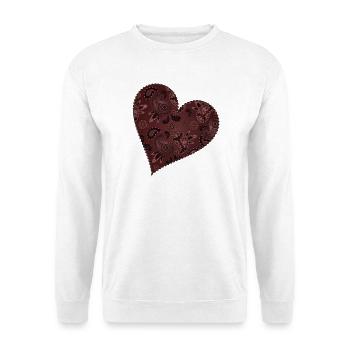 dark red heart in paisley pattern style - Unisex Sweatshirt - white - Front