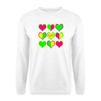 Neon Herzen Muster HeartBeat - Unisex Pullover - Weiß - Vorne