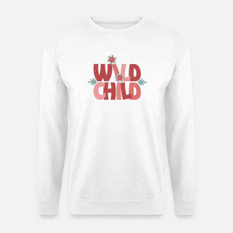 Wild Child - Niedliche Retro-Blume - Unisex Pullover - Weiß