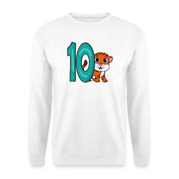 10th Birthday Motif Tiger - ten years - Unisex Sweatshirt - white - Front