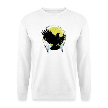 Adler vor Vollmond - Unisex Pullover - Weiß - Vorne