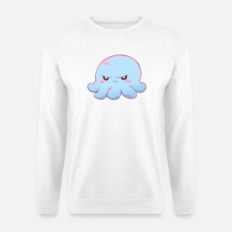 Blue grumpy octopus - Unisex Pullover - Weiß
