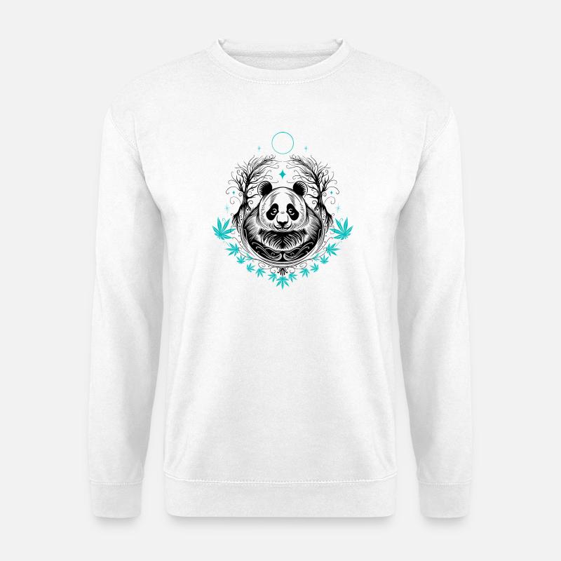 Panda Pandabär Tattoo mit Bambus - Unisex Pullover - Weiß
