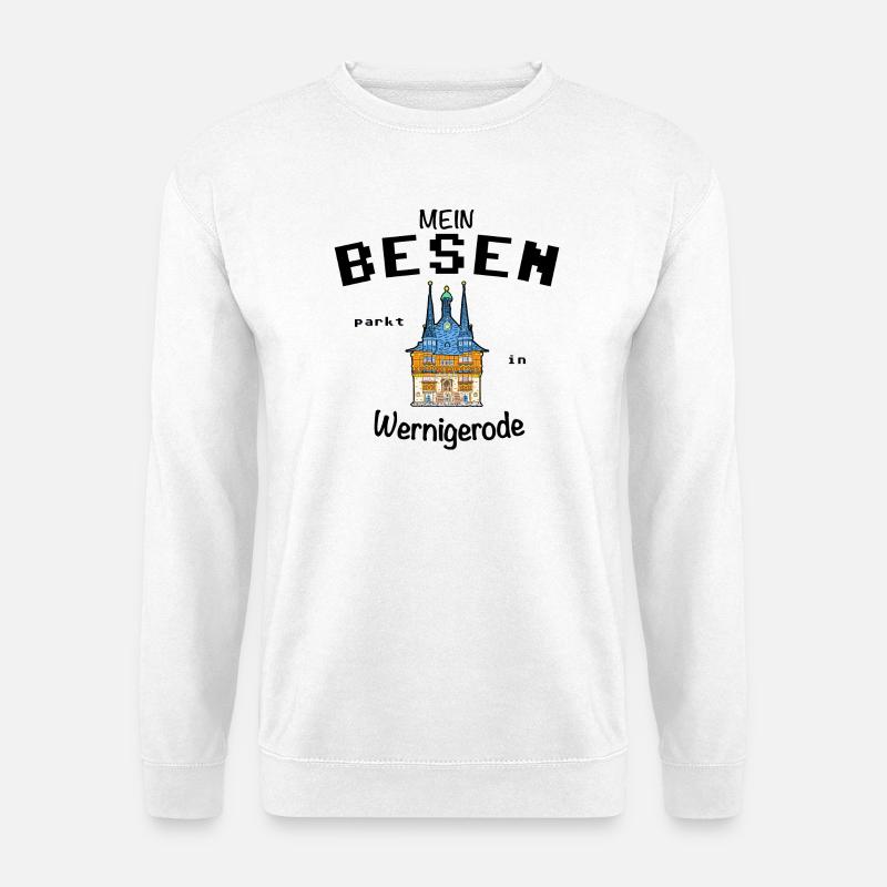 Mein Besen parkt in Wernigerode, Hexen, Fun Lustig - Unisex Pullover - Weiß