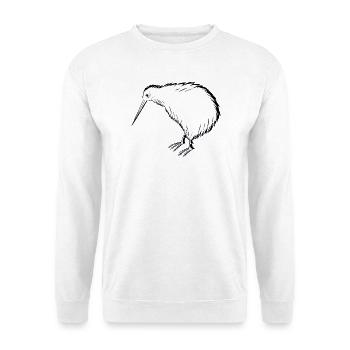 Kiwi Vogel Illustration in Schwarzweiß - Unisex Pullover - Weiß - Vorne