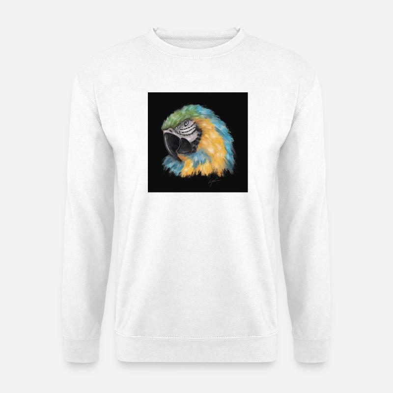 Farbiger Papagei mit aquarellartigem Stil - Unisex Pullover - Weiß