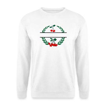 Cherries in laurel wreath with red cherries - Unisex Sweatshirt - white - Front