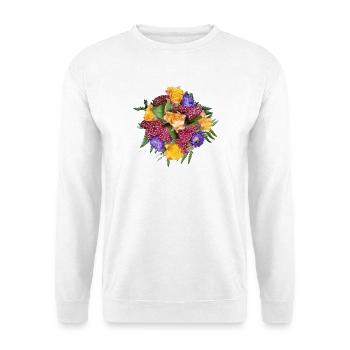 Gelb-Lila Rosenstrauß Mix - Unisex Pullover - Weiß - Vorne
