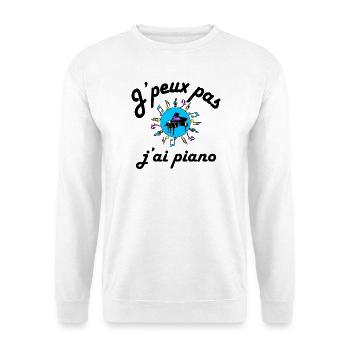 J'peux pas j'ai piano texte noir - Sweat-shirt Unisexe - blanc - Devant