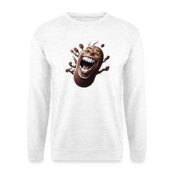 Glückliche Kaffeebohne - Unisex Pullover - Weiß - Vorne