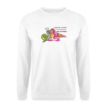 Verspielte Schnecke mit humorvollem Spruch - Unisex Pullover - Weiß - Vorne