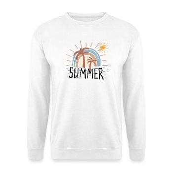 Pastellfarbene Insel des Sonnenuntergangs mit Palmen - Unisex Pullover - Weiß - Vorne