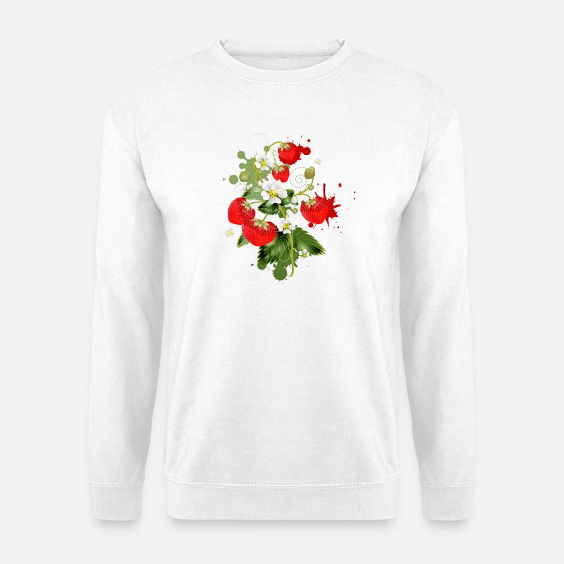 Erdbeeren Pflanze mit Erdbeeren Blüte Graffiti - Unisex Pullover - Weiß