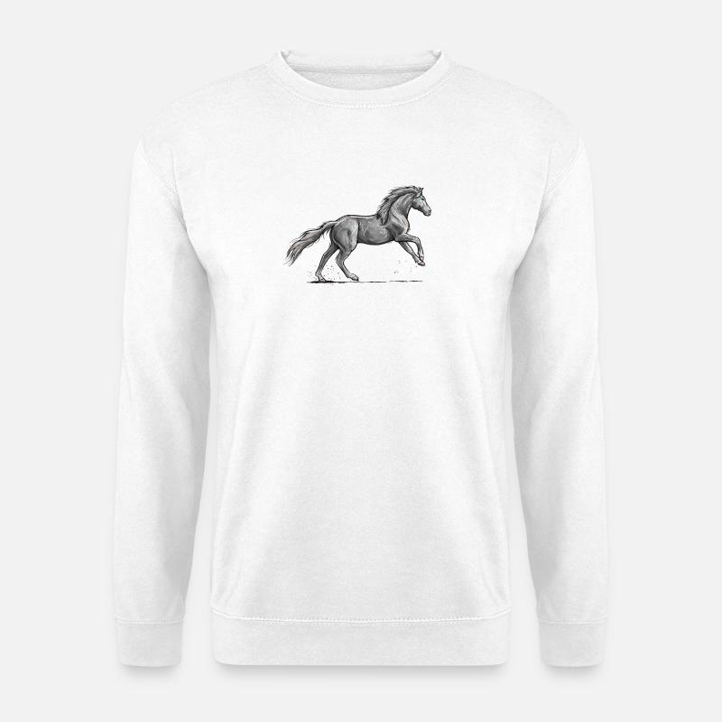 Schwarzes Pferd Galopp - Unisex Pullover - Weiß
