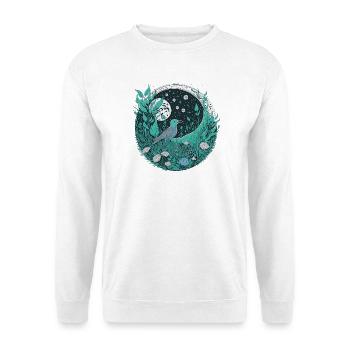 Vogel mit Mond - Unisex Pullover - Weiß - Vorne