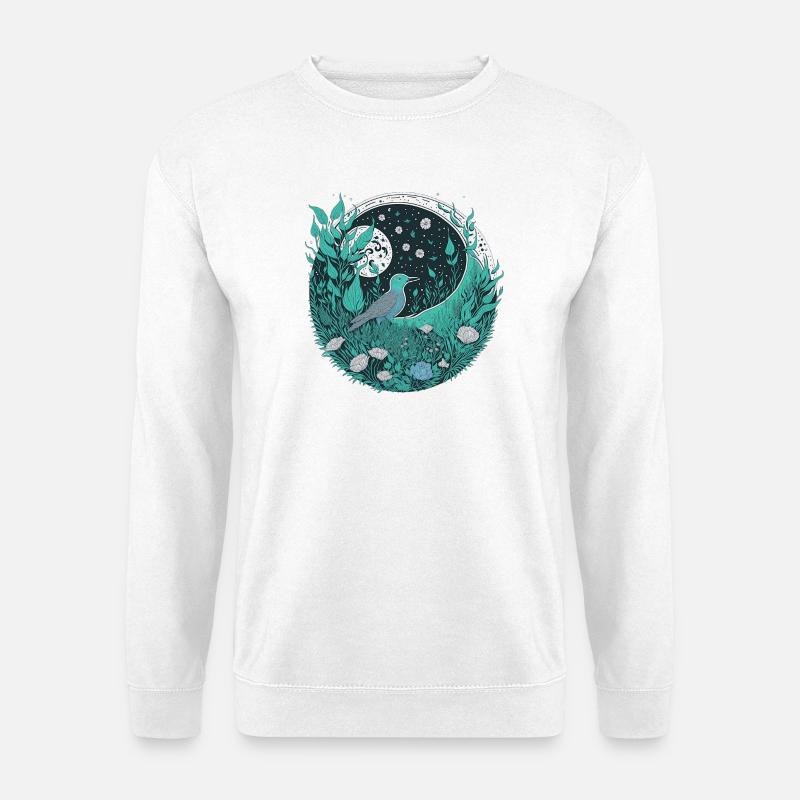 Vogel mit Mond - Unisex Pullover - Weiß