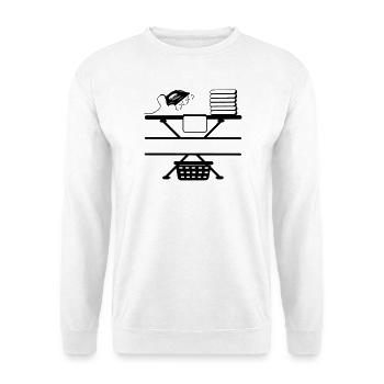 Dampfbügeleisen Paste und Textbanner - Unisex Pullover - Weiß - Vorne