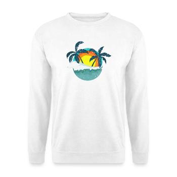 Tropischer Sonnenuntergang Palmen Insel - Unisex Pullover - Weiß - Vorne