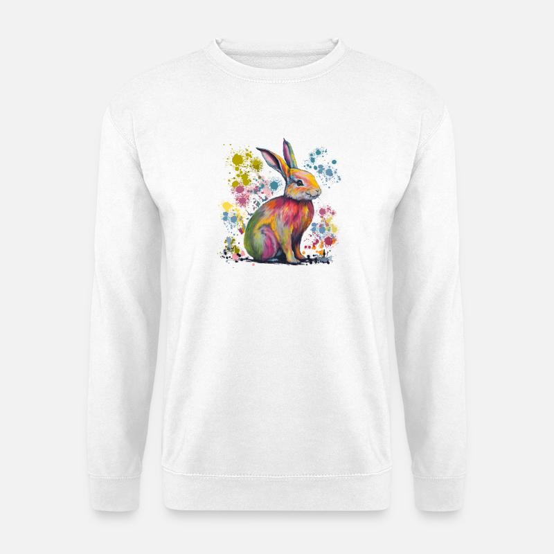 süßer Hase in bunten fröhlichen Farben - Unisex Pullover - Weiß