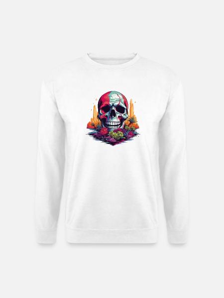 Bunter Totenkopf im Wüstenparadies - Unisex Pullover - Weiß