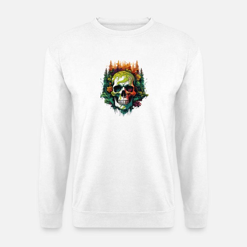 Regenbogen Schädel im Dschungel - Unisex Pullover - Weiß