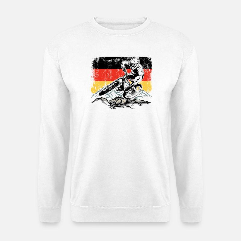 Abfahrtsfahrer mit deutscher Flagge - Unisex Pullover - Weiß
