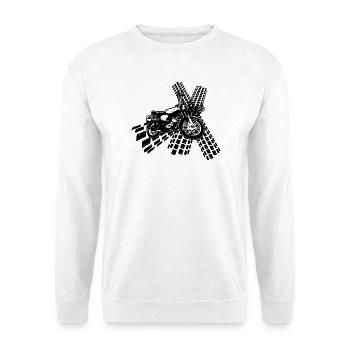 Simme S51 DDR Moped 2Takt Kult - Unisex Pullover - Weiß - Vorne - Alina (178cm) & Michal (187cm)