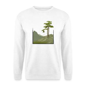 Tree on hill with canvas structure, public domain - Unisex Sweatshirt - white - Front