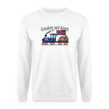 Gratulerer med dagen Norwegen Geschenke Eisenbahn - Unisex Pullover - Weiß - Vorne