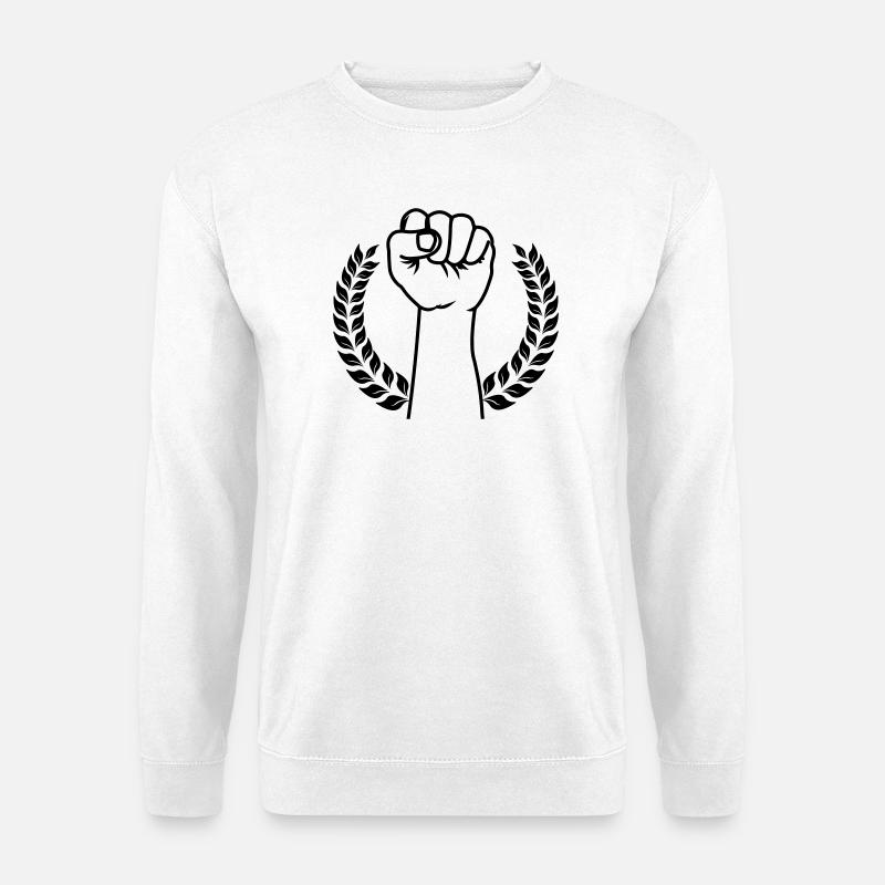 Faust im Lorbeerkranz hochgehalten - Unisex Pullover - Weiß