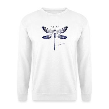 Tiefblaue Libellen Silhouette - Unisex Pullover - Weiß - Vorne